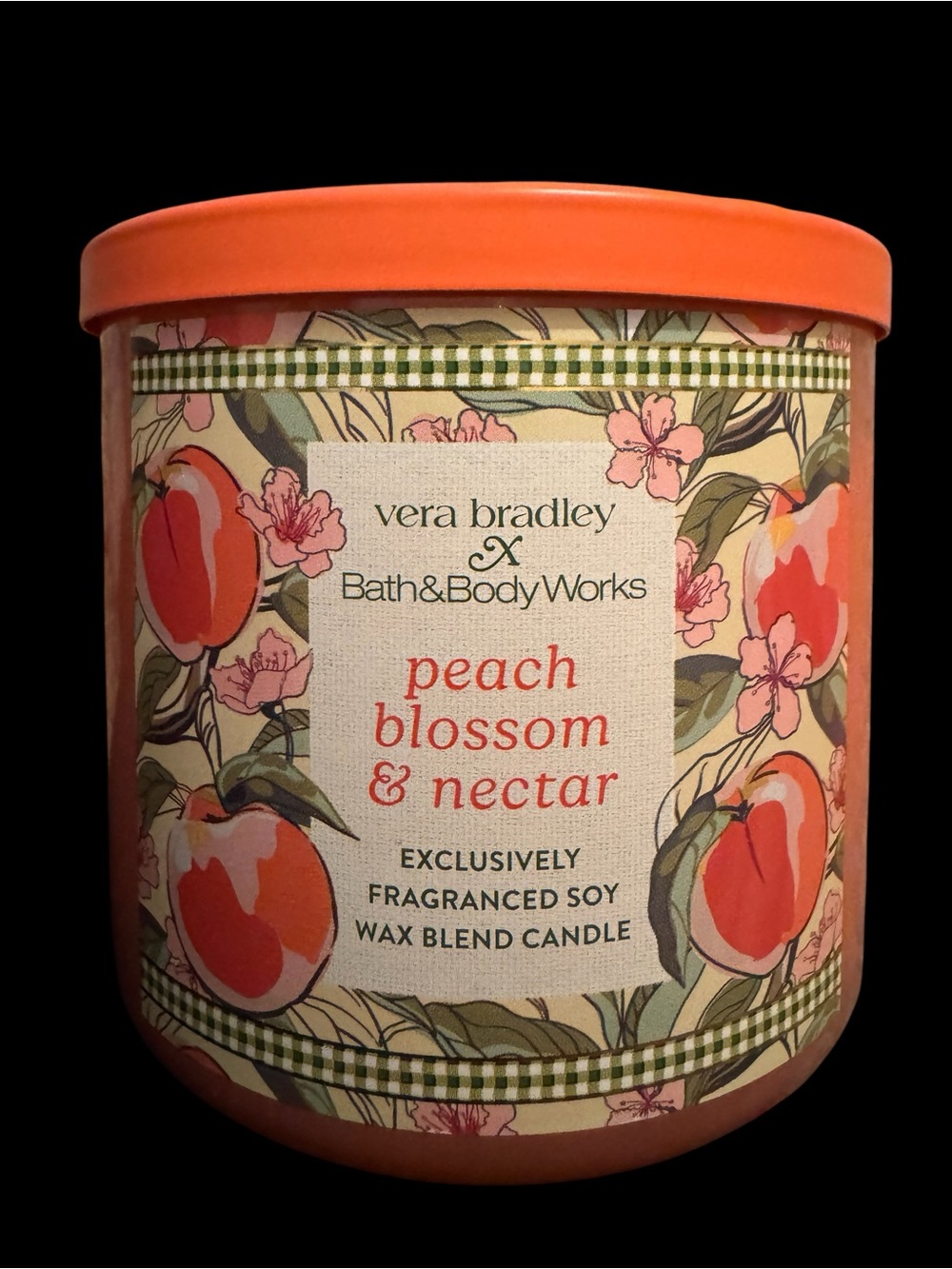 BBW x Vera Bradley Peach Blossom & Nectar 3-Wick Candle Retired NWT